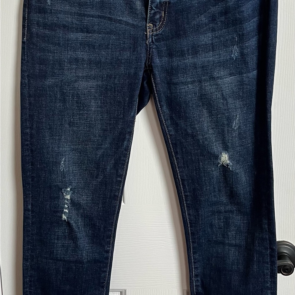 Women’s Ripped Distressed Kancan Jeans Estilo Cropped Size 9 28 Dark Blue Skinny
